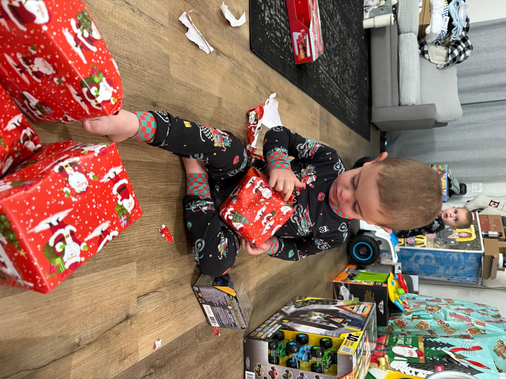 Santas Speedy Sleigh Toddler & Youth Pajamas - Customer Photo From Caitlyn Whiteside