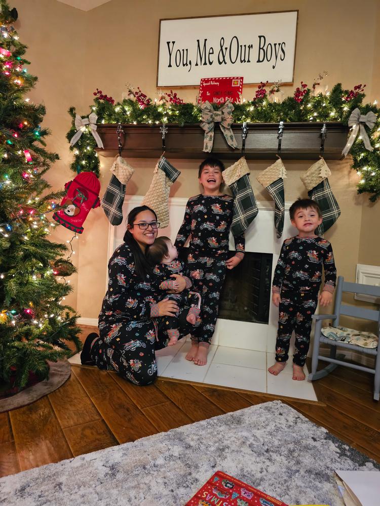 Santas Speedy Sleigh Unisex Pajamas / PREORDER (begin shipping to you Nov 20 - Dec 4) - Customer Photo From Jessica S
