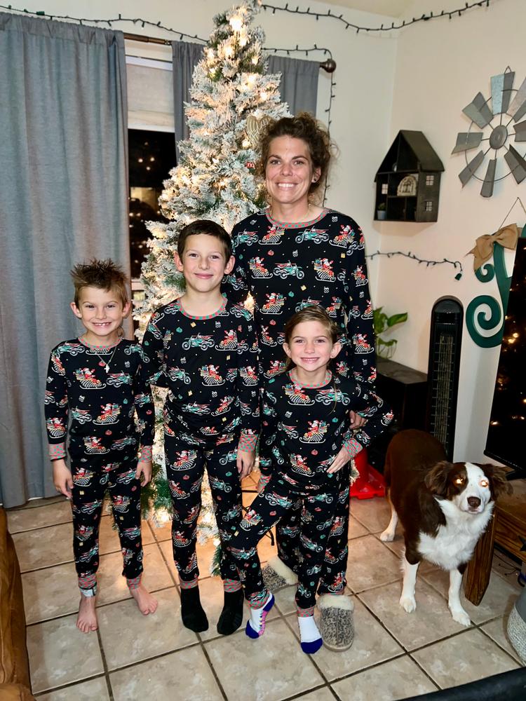 Santas Speedy Sleigh Unisex Pajamas - Customer Photo From Tiffany Hennig