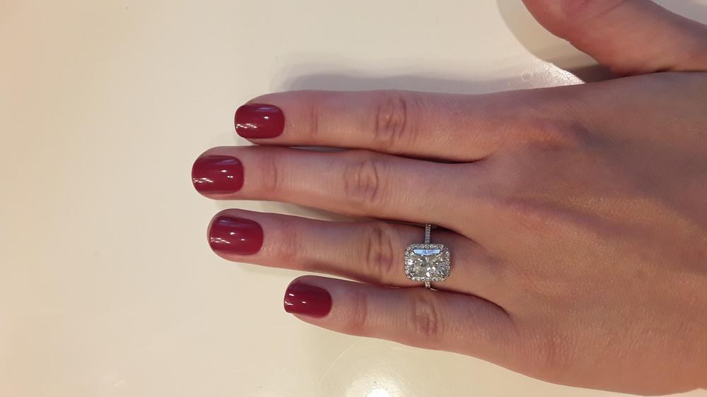 Radiant-cut Moissanite Engagement Ring with Diamond 3 CTW 14k White Gold - Customer Photo From Anonymous