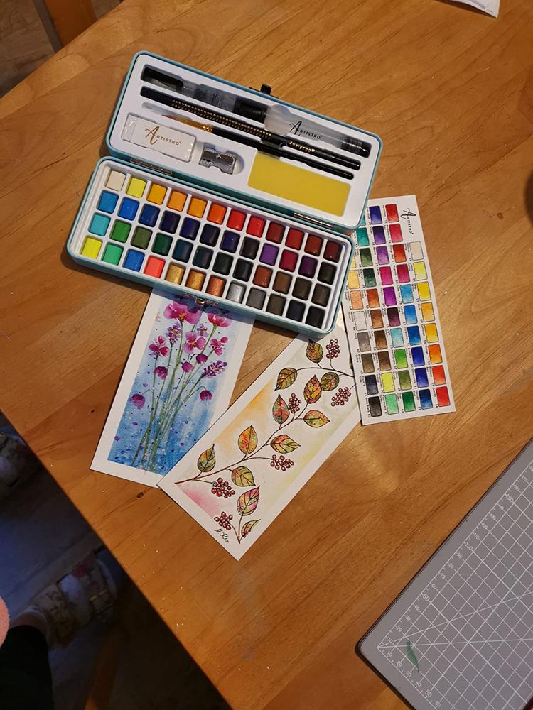 KINGART® PRO Artist Watercolor Half-Pans, Tin Box with Water Brush, Set of  48 Vibrant Colors
