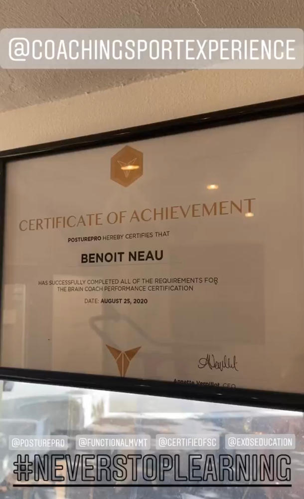 Brain Coach Performance Certification - Customer Photo From Benoit NEAU