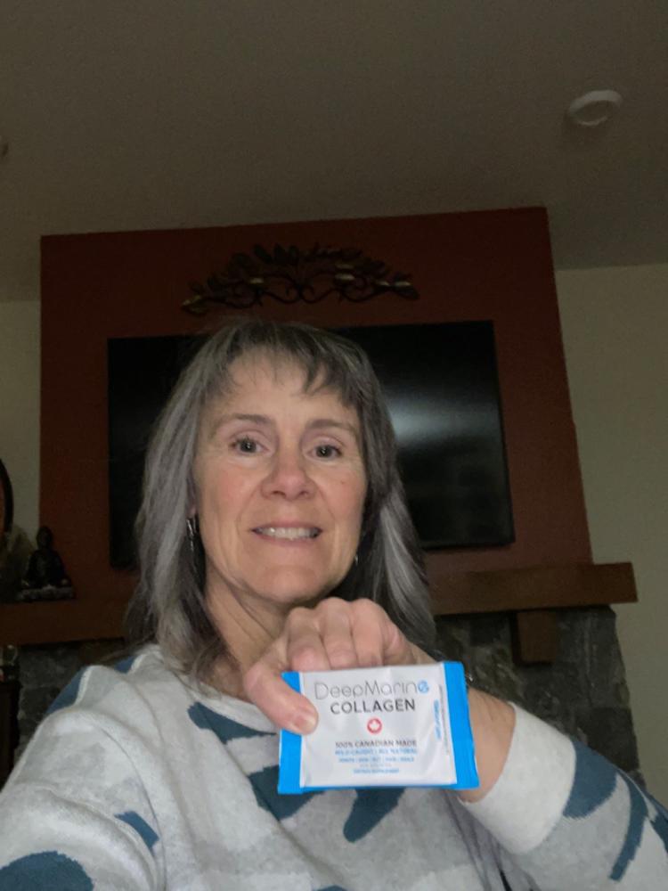 Free single serve sachets with purchase of 100% Pure, Canadian-Made Marine Collagen Peptides - 120 Day Supply - Customer Photo From Tammy Persson