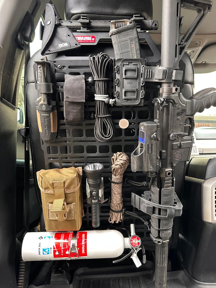 Seat Back Tech Plate MOLLE Kit - Ford F-150 & Raptor (2015-2023), SuperDuty (2017-2024), Ranger (2019+) - Customer Photo From Whit Runion