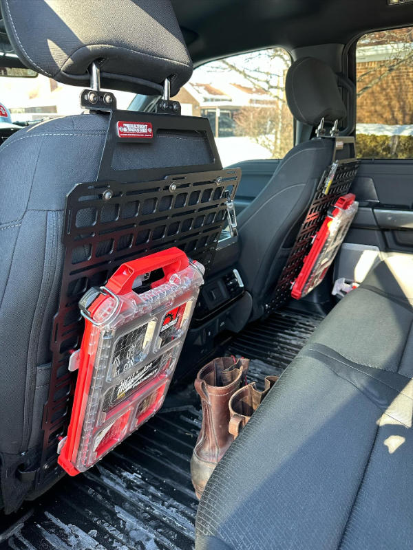 Seat Back Tech Plate MOLLE Kit - Ford F-150 & Raptor (2015-2023), SuperDuty (2017-2024), Ranger (2019+) - Customer Photo From Brady Houghland