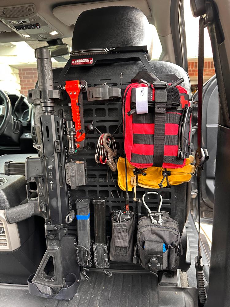 Seat Back Tech Plate MOLLE Kit - Ford F-150 & Raptor (2015-2023), SuperDuty (2017-2024), Ranger (2019+) - Customer Photo From Whit Runion