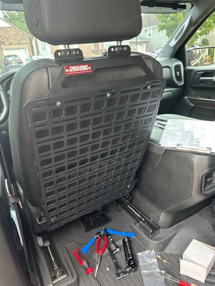 Seat Back Tech Plate MOLLE Kit | Chevrolet Silverado & GMC Sierra (2019+ 1500) - Customer Photo From Ricardo Reillo