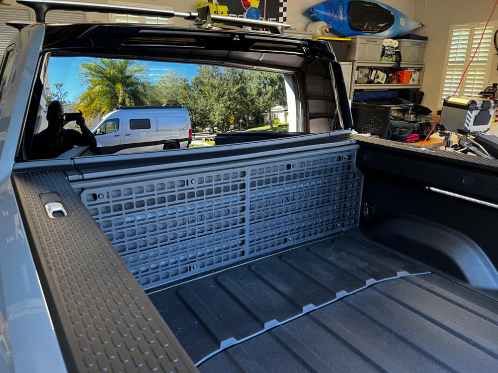 Bedside Rack System - Cab Wall MOLLE Panel Kit | Rivian R1T (2022+) - Customer Photo From Christopher McCallan