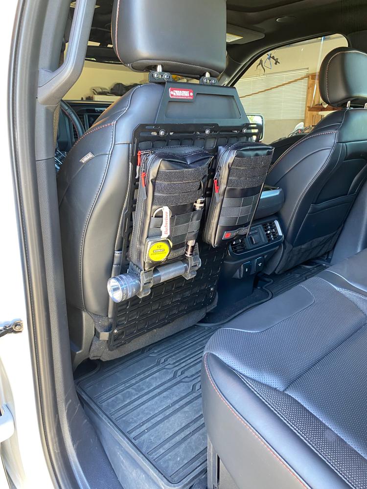 Seat Back MOLLE Panel - Stage 1 Kit | Ford Raptor, F-150 (2015+), SuperDuty (2017+), Ford Ranger (2019-2023) - Customer Photo From Larry Heschke