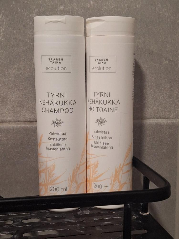 Tyrni kehäkukka shampoo, hiustenlähtöön, kutisevalle ja hilseilevälle päänahalle, sulfaatiton, 94% luonnollista, vegaaninen - Customer Photo From Hanna P.