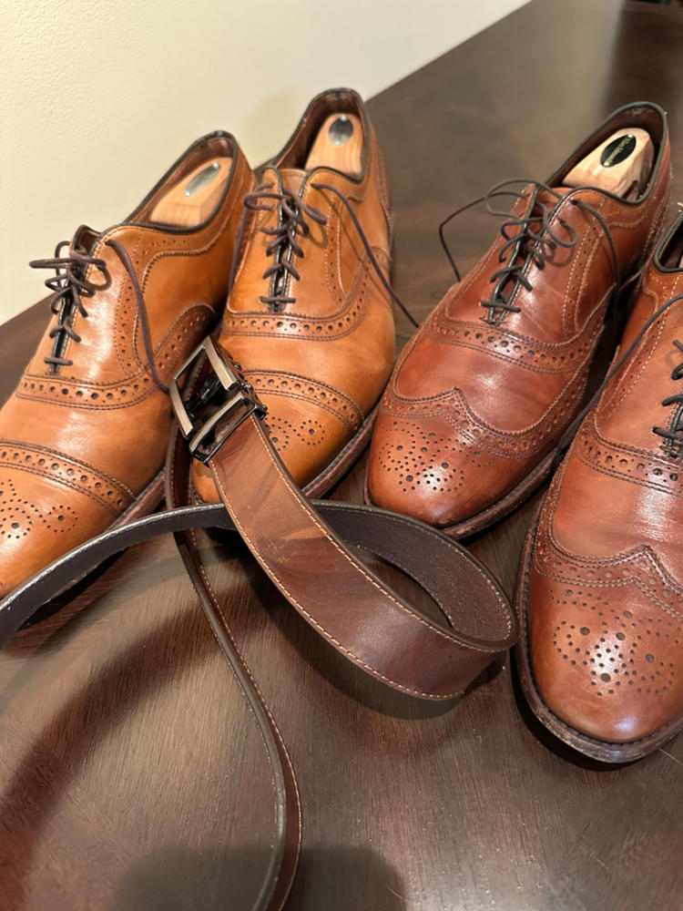 **FACTORY SECOND** 1.5" Marbled Tan Vegetable Tanned Leather Strap - Customer Photo From Robert Cupp
