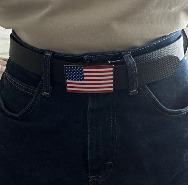 1.5" USA Flag Buckle - Full Color - in Smoked Gunmetal - Customer Photo From Jim Schecter