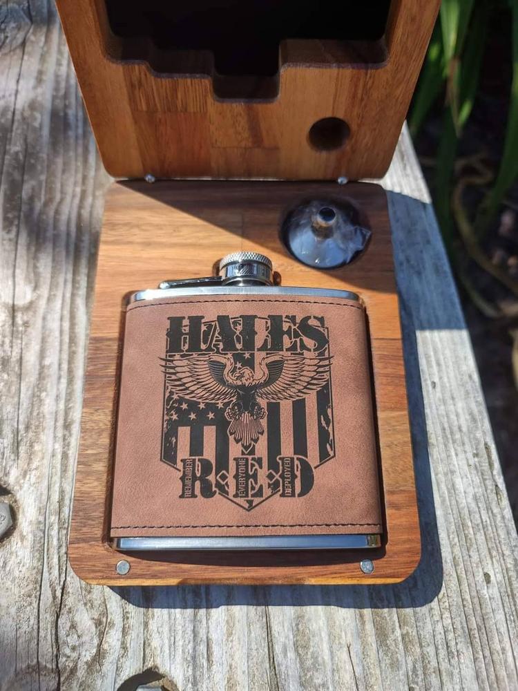 Leather Hip Flask Personalized Groomsmen Gift Set with Wooden Box - Customer Photo From Walter Hickle