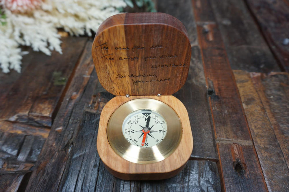 Brass Pocket Compass engraved for him - Customer Photo From Helena Neves