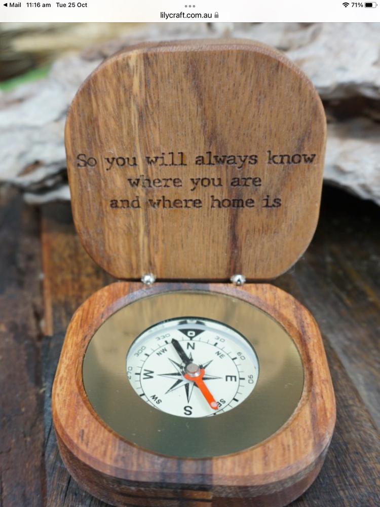 Brass Pocket Compass engraved for him - Customer Photo From Glenys Fallon