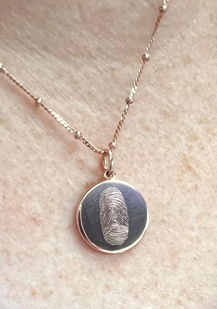 The Double Sided Fingerprint Necklace | Bobble Chain - Customer Photo From Melissa Manks