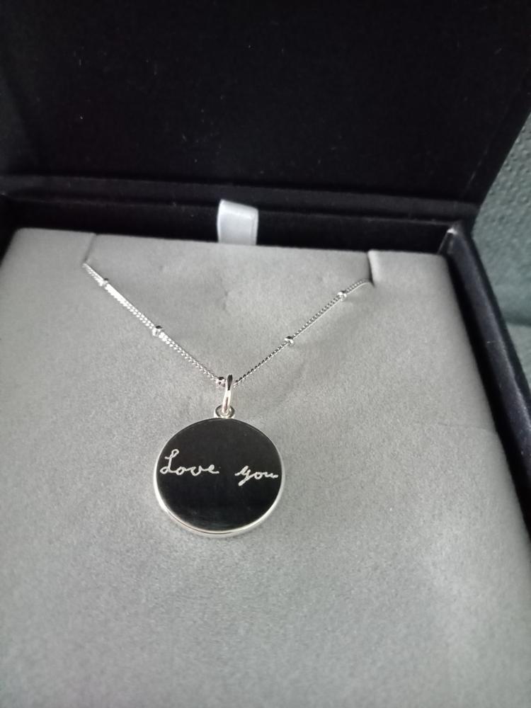 The Double Sided Handwriting Necklace | Bobble Chain - Customer Photo From Jacqui Anderson