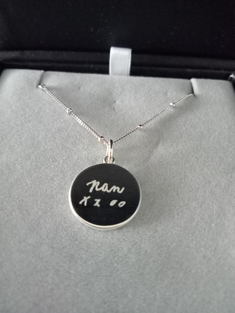 The Double Sided Handwriting Necklace | Bobble Chain - Customer Photo From Jacqui Anderson