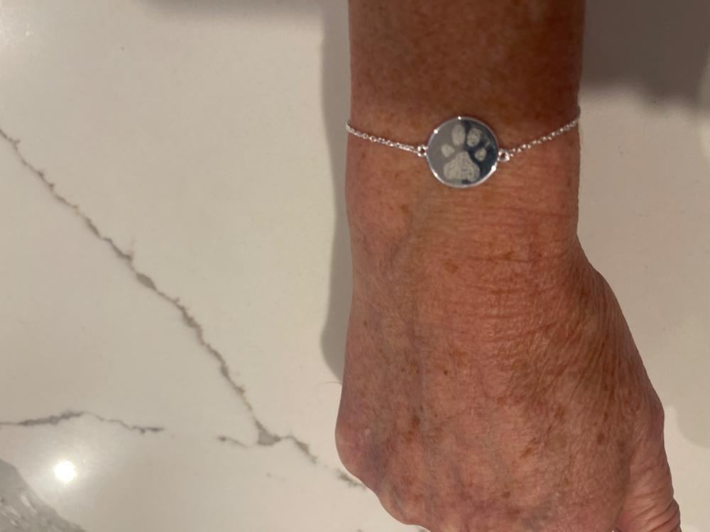 The Double Sided Paw Print Bracelet | Diamond Chain - Customer Photo From sue Rossini