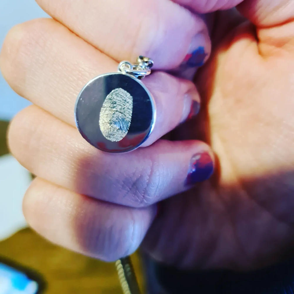 The Double Sided Fingerprint Pendant - Customer Photo From Nicolee Dempsey-Jones