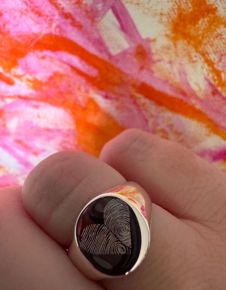 The Duo Fingerprint Signet Ring - Customer Photo From Juanita Powell