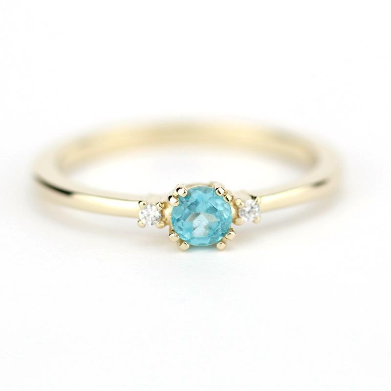 Simple Engagement ring apatite and diamonds, three stone ring diamond and apatite - Customer Photo From Anthony Mason