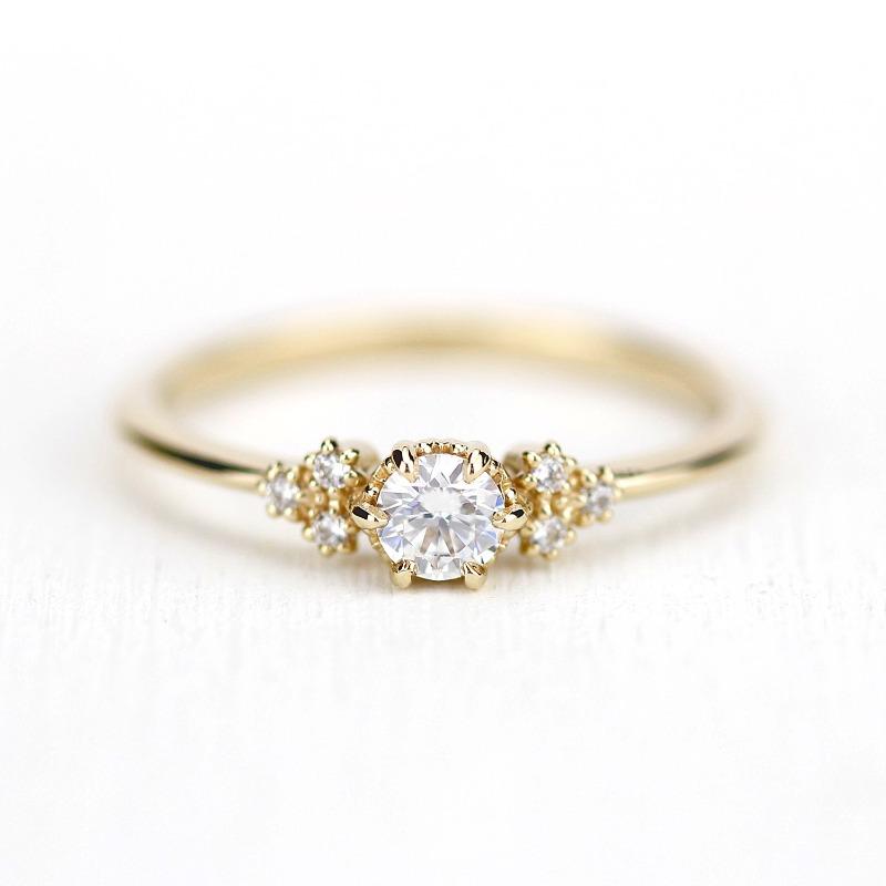 delicate diamond engagement ring | round diamond engagement rings thin band unique - Customer Photo From Chris