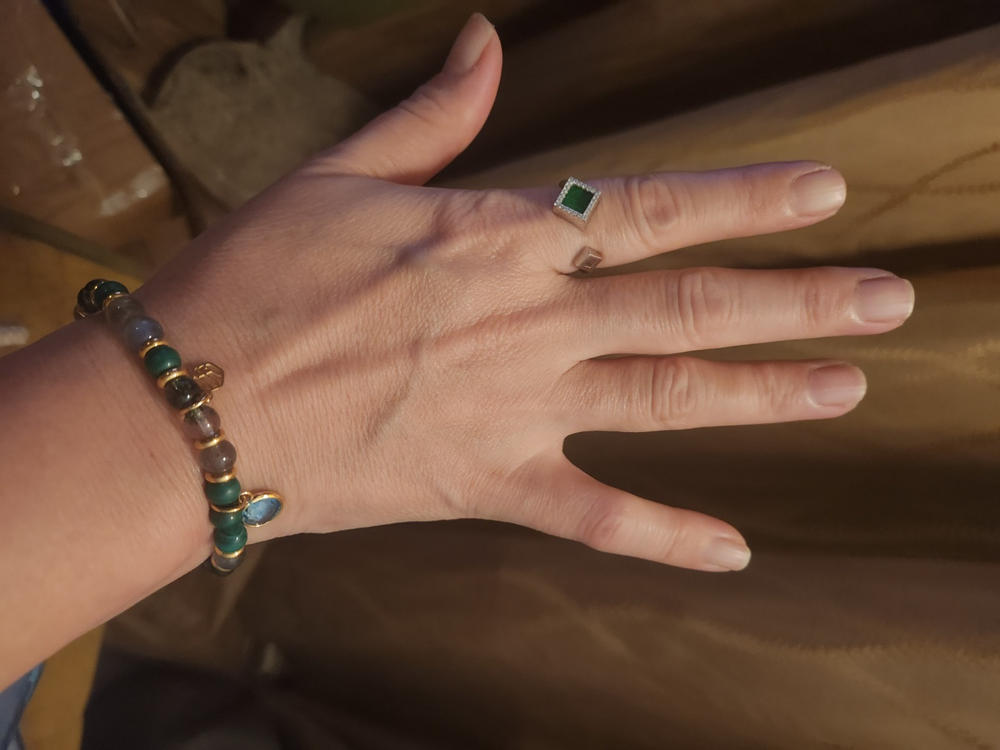 Malachite Moonstone Green Phantom Beaded Bracelet w/ Birthstone Charm - Customer Photo From Hsin Ying Lim