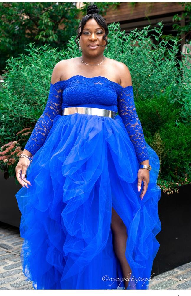 Royal blue lace skirt set – Oyemwen