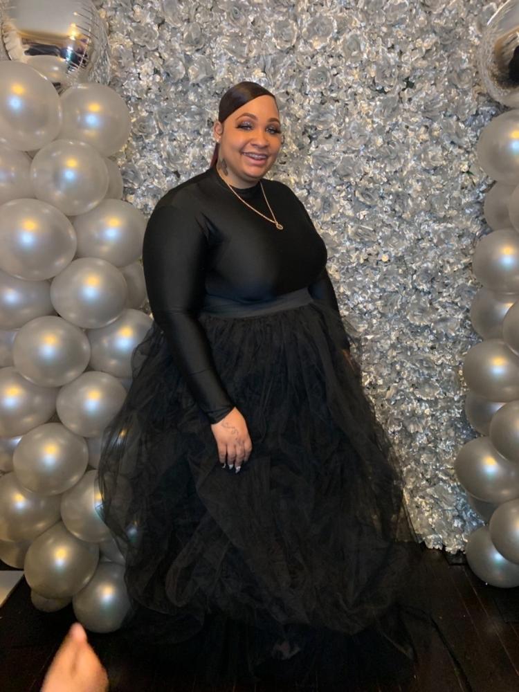 Black hi slit turtleneck skirt set - Customer Photo From Charneka Lauray