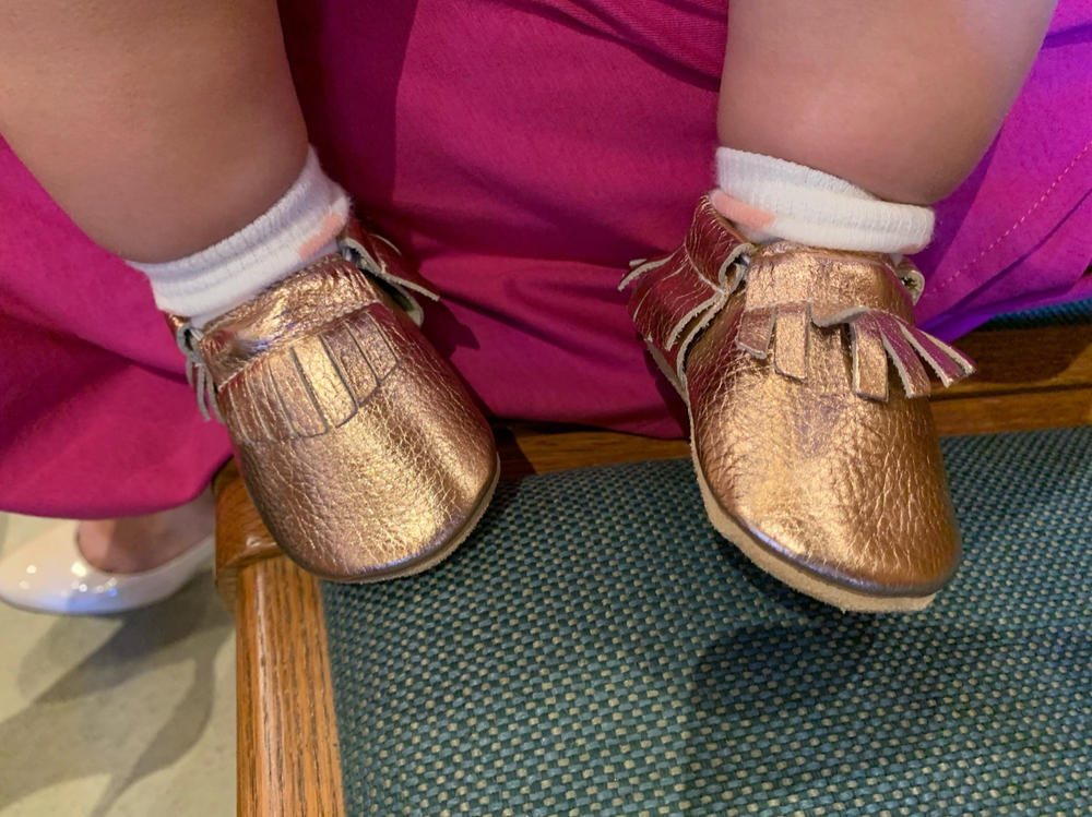 Rose Gold Baby Moccasins - Customer Photo From Sylvia Rodriguez
