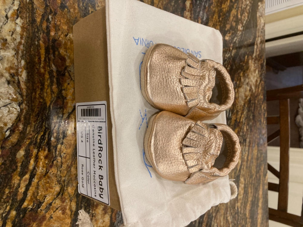 Rose Gold Baby Moccasins - Customer Photo From Carole McElroy