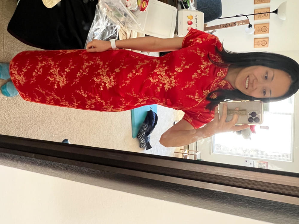 Plus size Qipao collection, plum blossom, brocade fabric long Qipao - Customer Photo From Silvia Corral