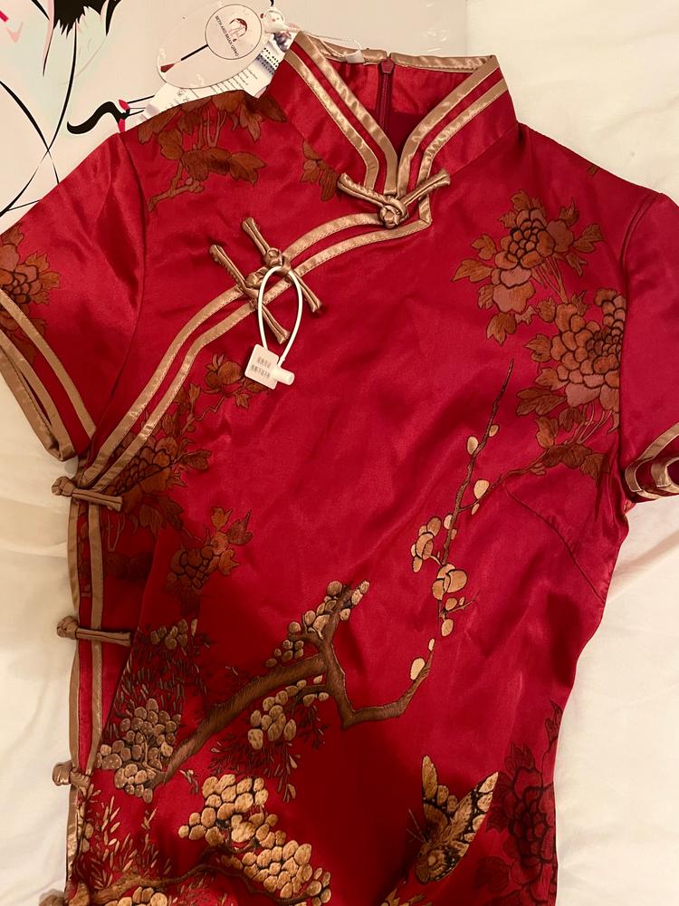 19 mome mulberry silk, crane pattern, High end mini Qipao - Customer Photo From Helen M.