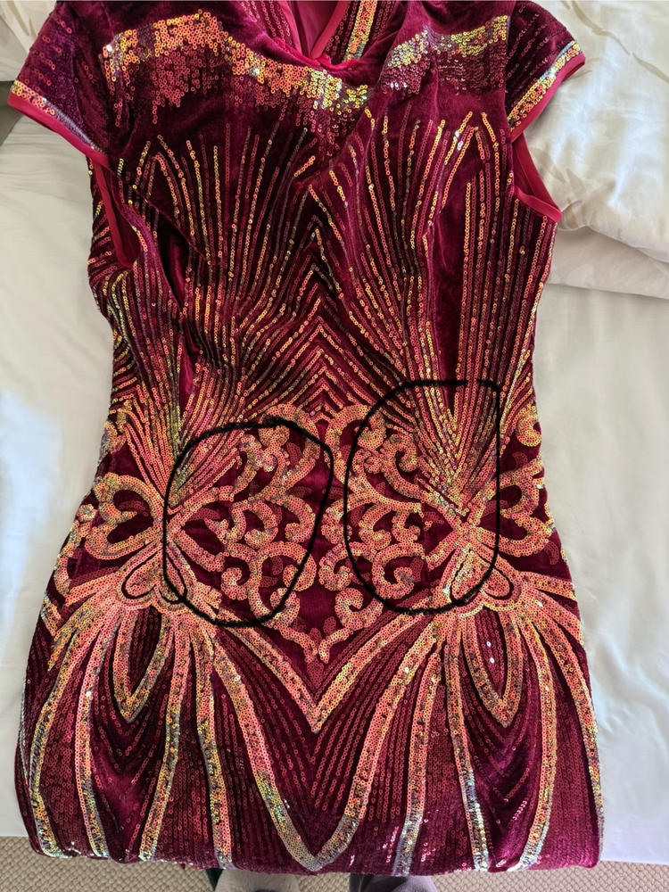Sequin Cheongsam, Chinese red dress, Chinese prom Sequin Qipao  Beth&Brian  Qipao