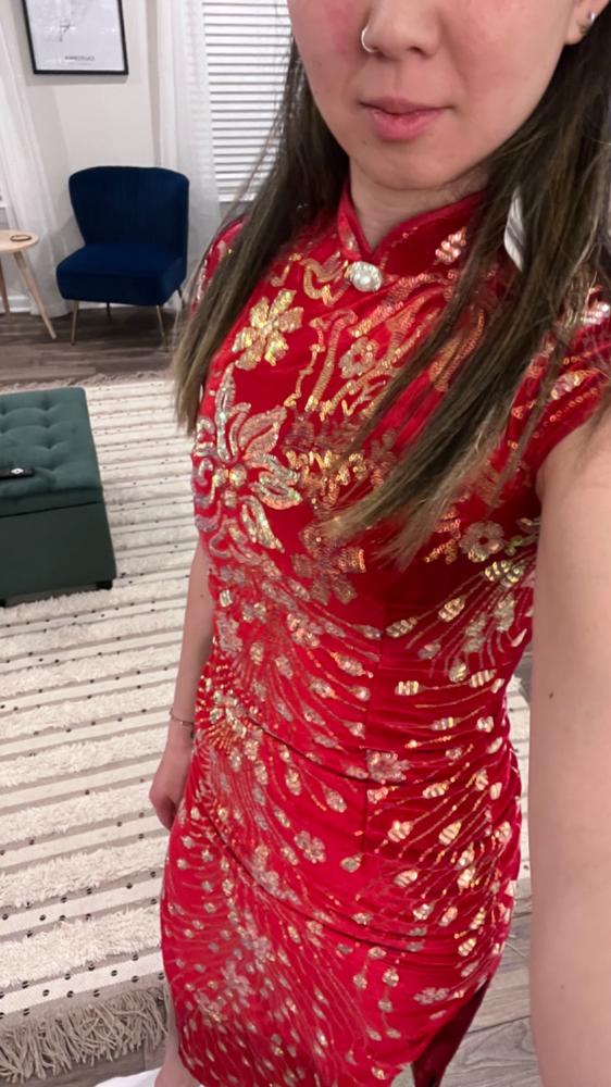 Sequins Chinese prom dress, Sequins Chinese evening Qipao - Customer Photo From Joyee Sun