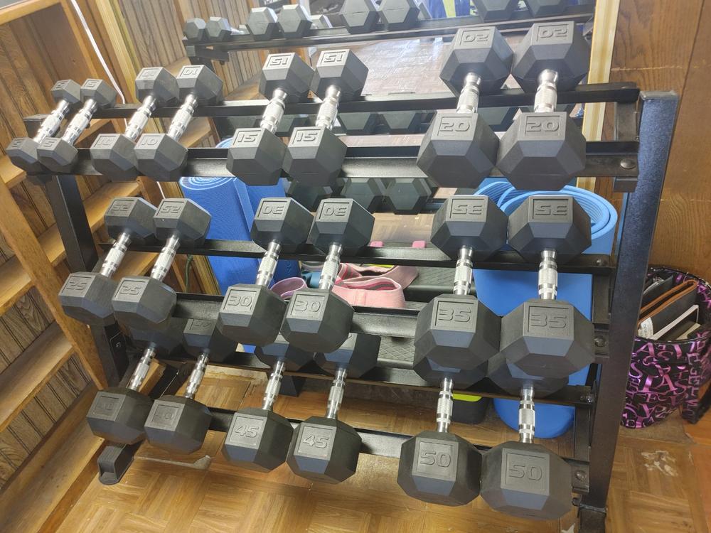Complete PVC Coated Hex Dumbbell Set 5LB - 50LB Pairs - Customer Photo From Jamie Benson