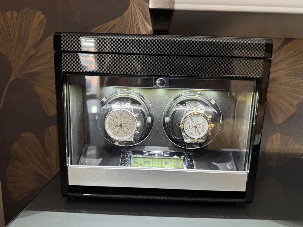2 Watch Winder Carbon Fibre with Extra Storage Area by Aevitas - Customer Photo From David Coorey