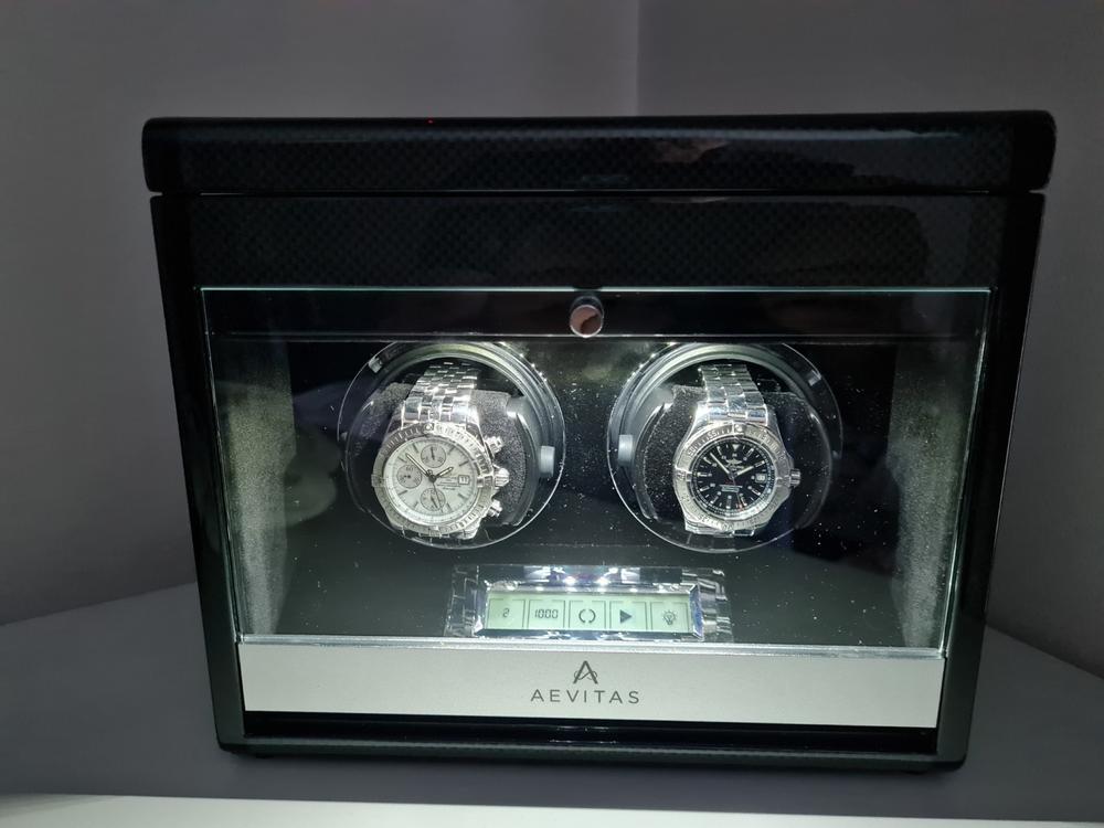 2 Watch Winder Carbon Fibre with Extra Storage Area by Aevitas - Customer Photo From Michael S.