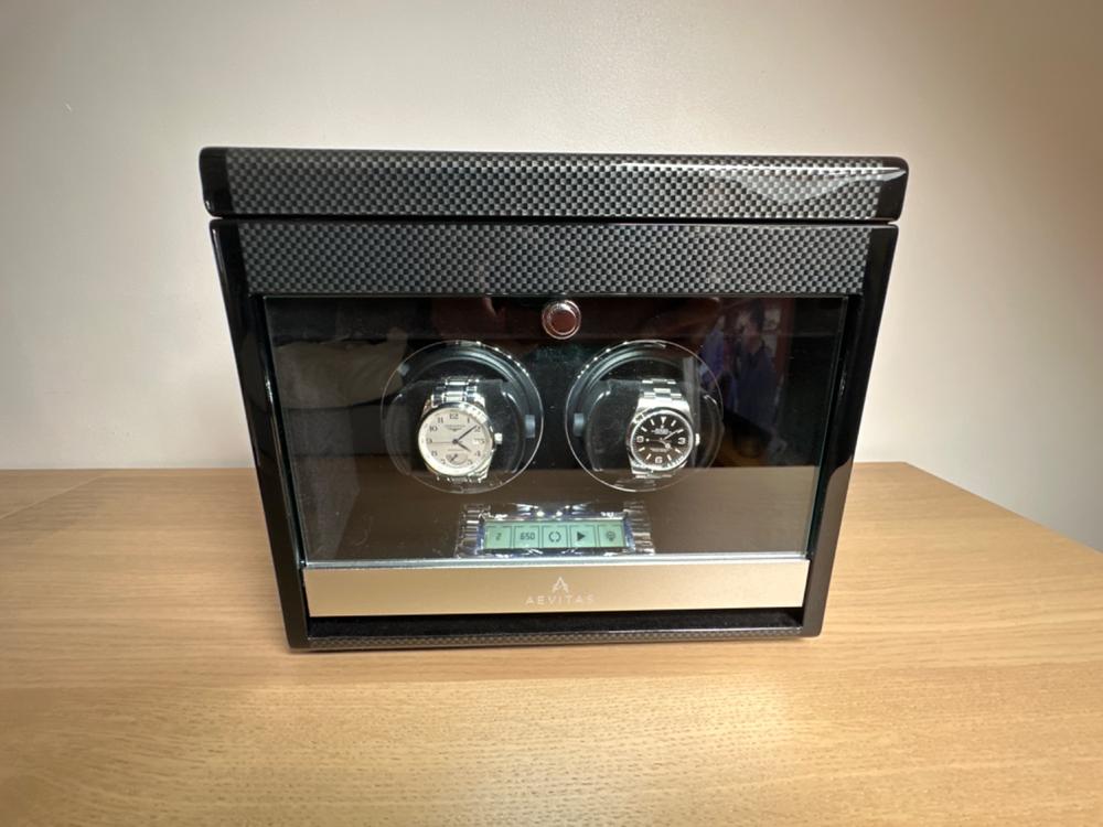 2 Watch Winder Carbon Fibre with Extra Storage Area by Aevitas - Customer Photo From Viraj Bhalsod