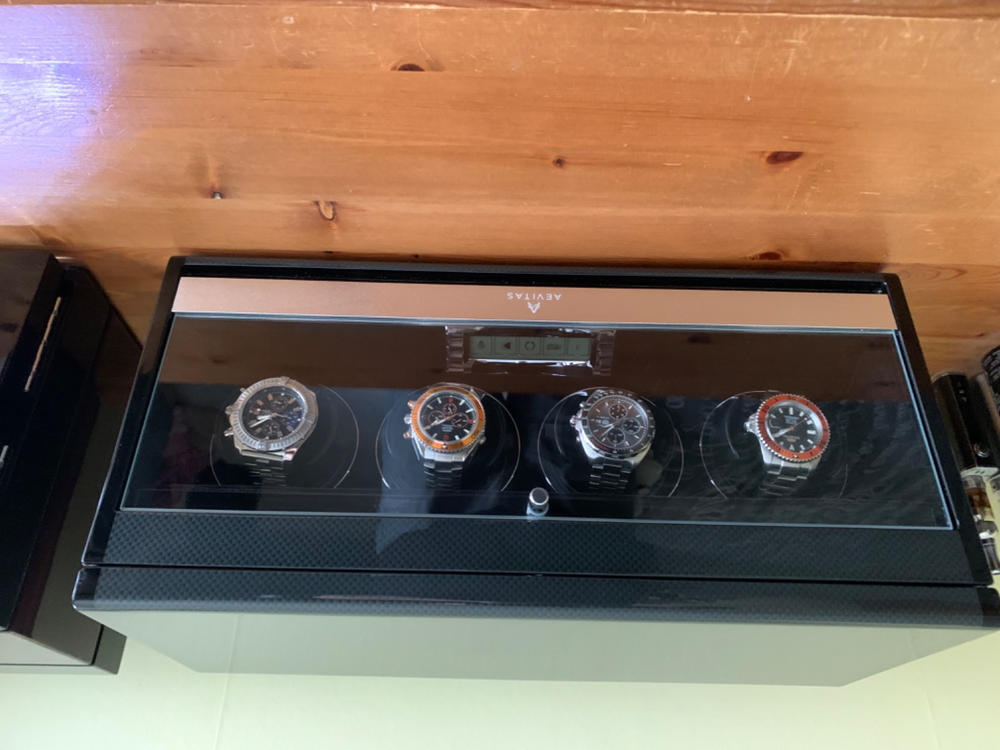 4 Watch Winder in Carbon Fibre with Extra Storage Area by Aevitas - Customer Photo From Wayne