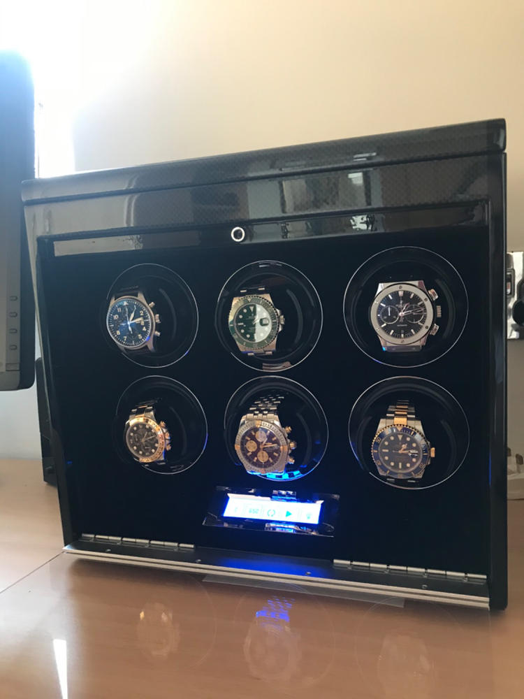 6 Watch Winder in Carbon Fibre with Extra Storage Area by Aevitas - Customer Photo From Mrs l.