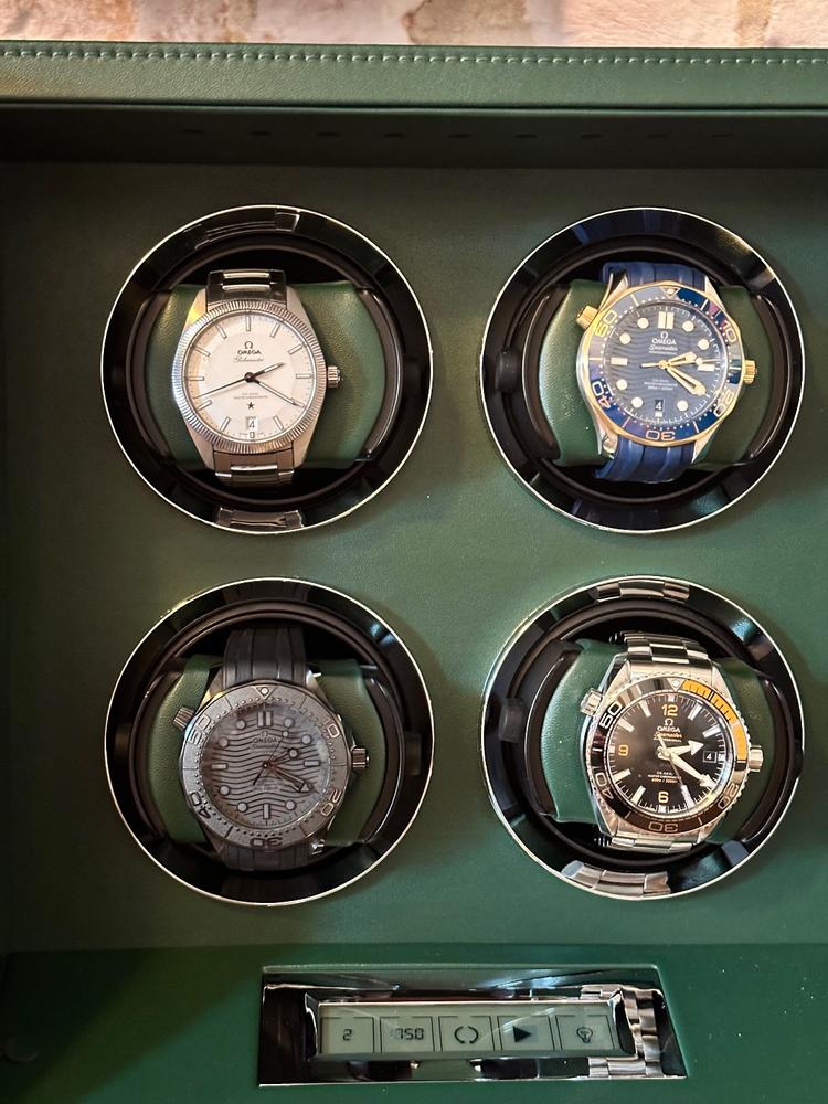 Automatic 4 Watch Winder in Dark Green Smooth Leather Finish by Aevitas - Customer Photo From Kenneth Ogletree