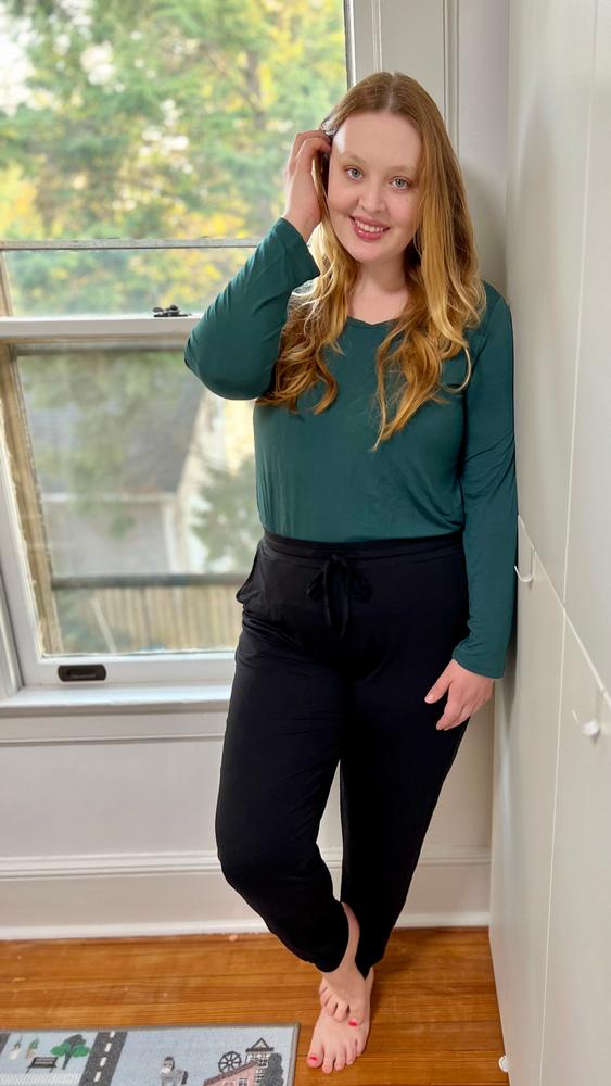 Bamboo Maternity & Nursing Long Sleeve T-shirt | Black - Customer Photo From Messa 