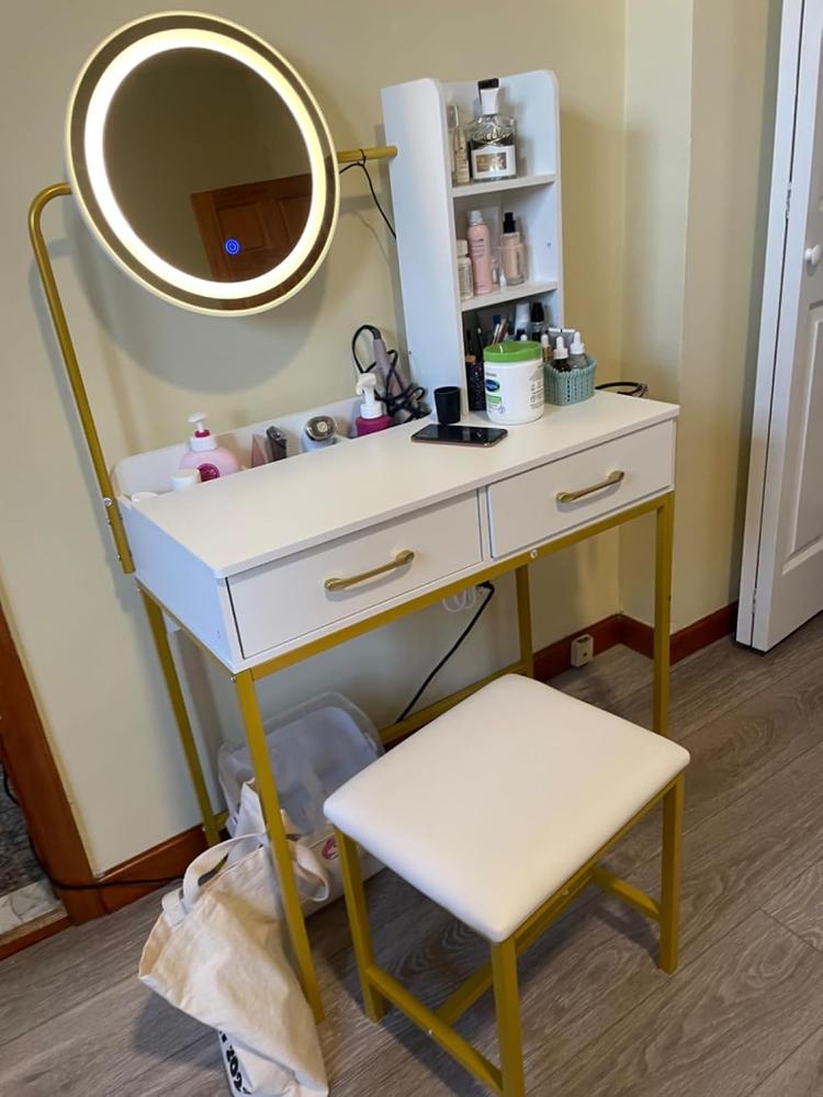 Vanity Desk GJ Gold and White - Customer Photo From Christine seong