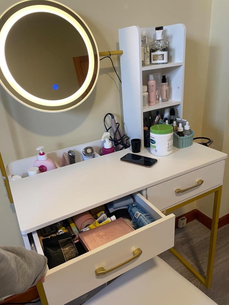 Vanity Desk GJ Gold and White - Customer Photo From Christine seong