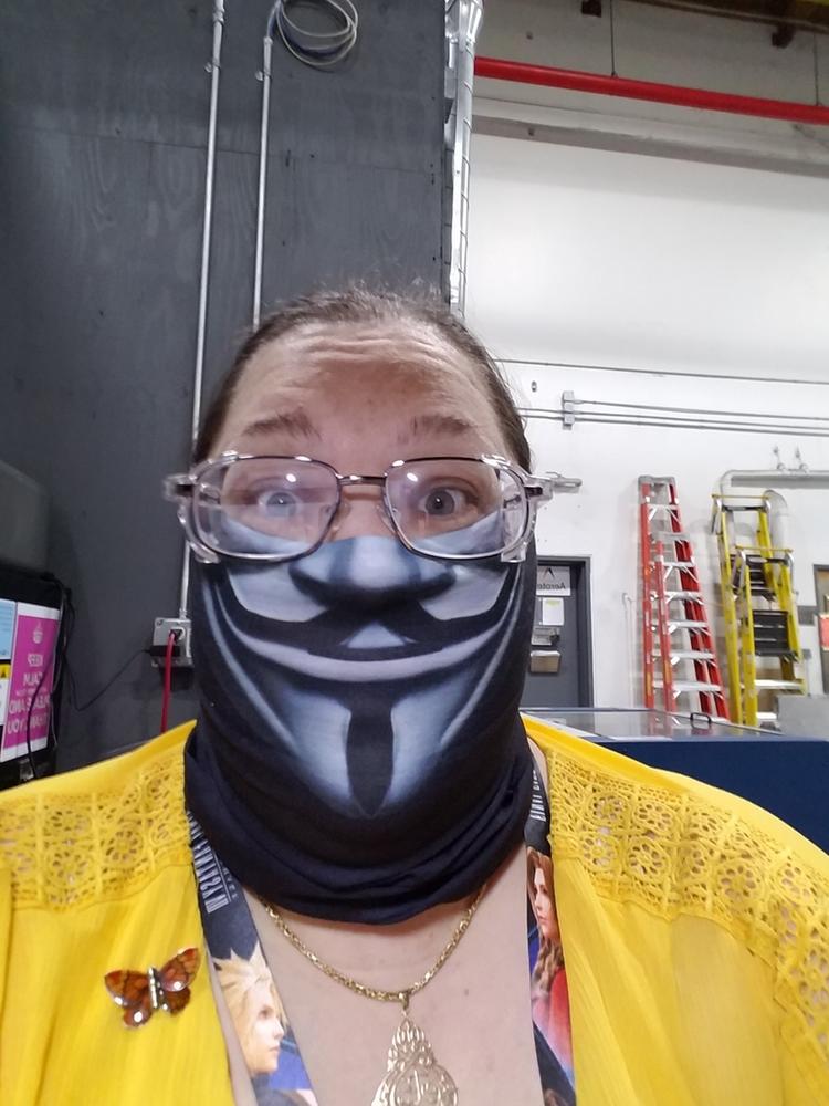 Anonymous Face Mask - *Now with Sewn Edges* - Customer Photo From Sarah M.