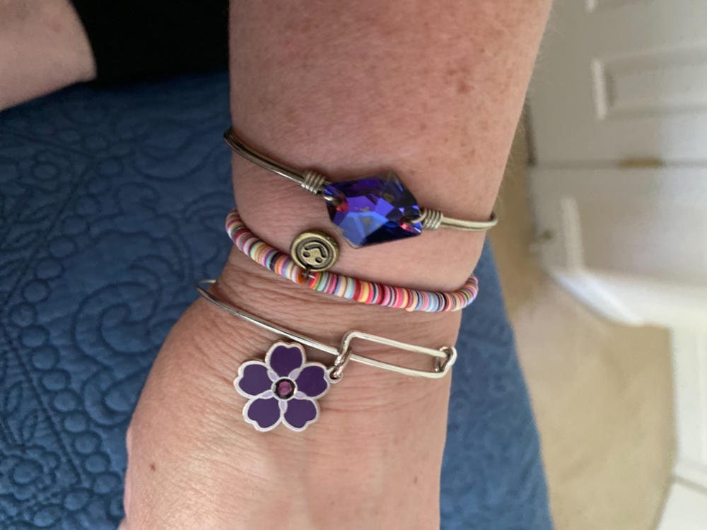 Smiley Sequin Disc Charm Bracelet - Customer Photo From Lori Honaker