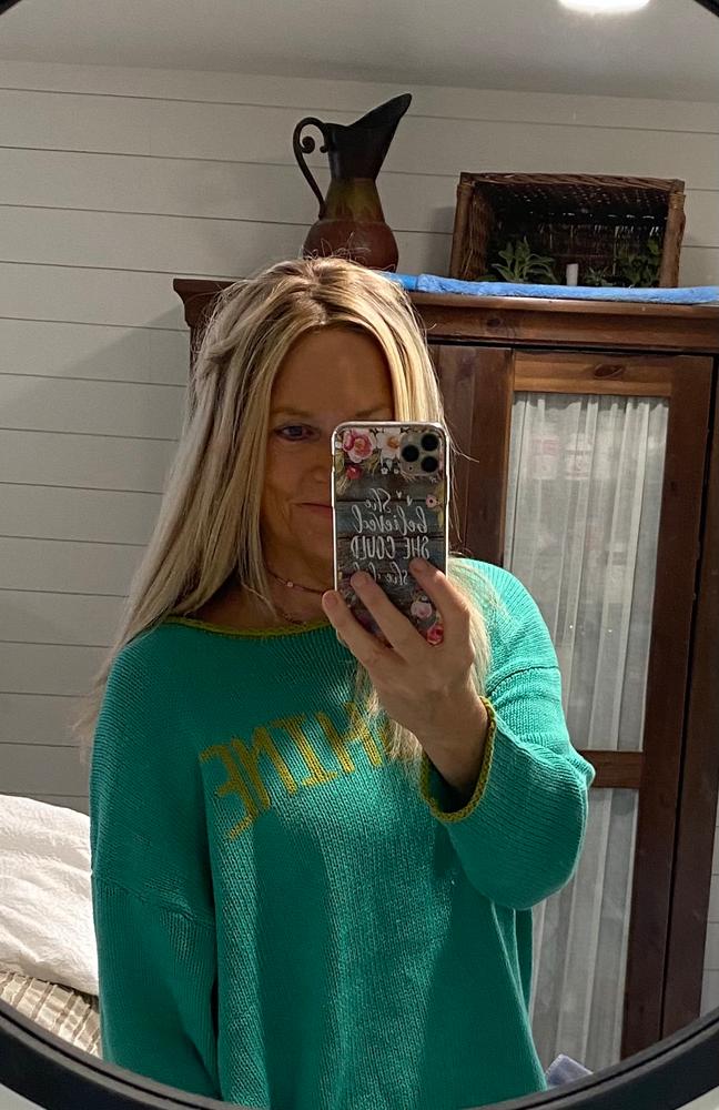Carson Sweater|Turquoise - Customer Photo From Ruth