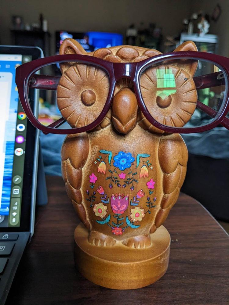 Eyeglass Holder Stand - Owl - Customer Photo From Susan Cote